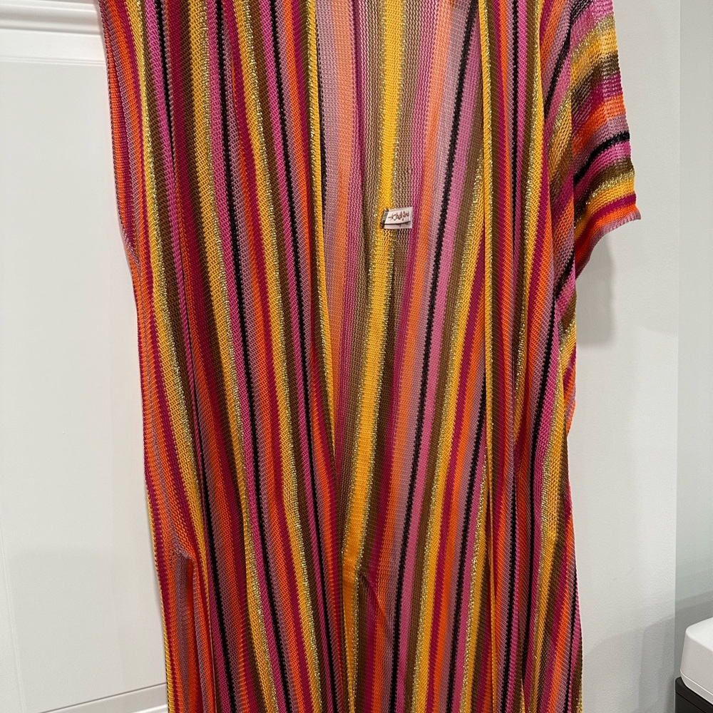 Multi Color Mesh Cover Up In Good Condition - image 2